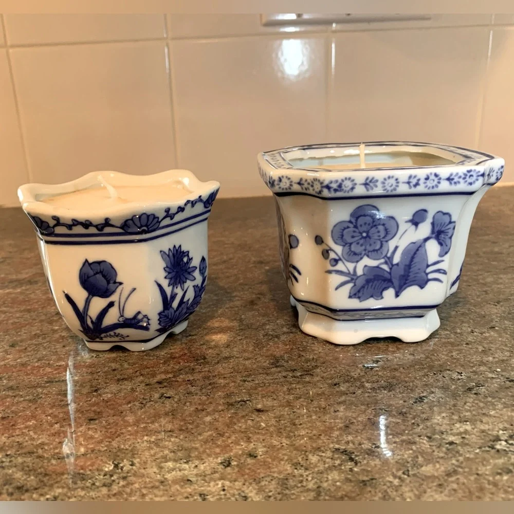 Bombay of China Cobalt Blue & White Candle holders